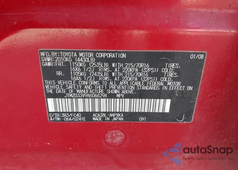 2008 Toyota Rav4 from USA, damaged, VIN JTMZD33V986066298